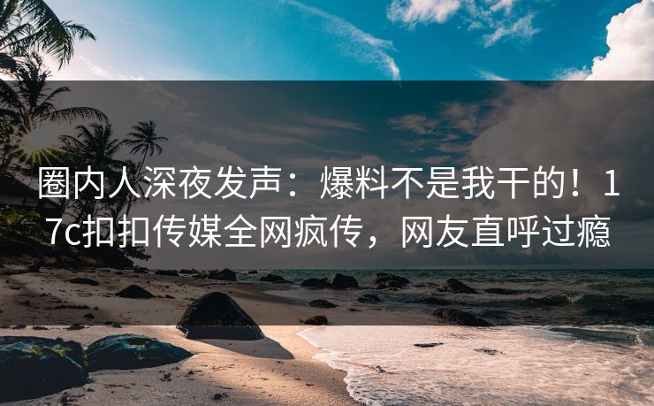 圈内人深夜发声：爆料不是我干的！17c扣扣传媒全网疯传，网友直呼过瘾