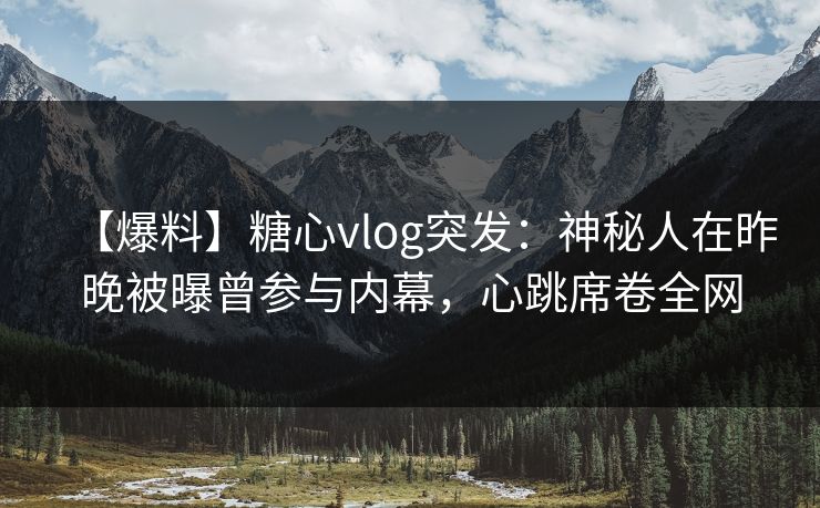 【爆料】糖心vlog突发：神秘人在昨晚被曝曾参与内幕，心跳席卷全网