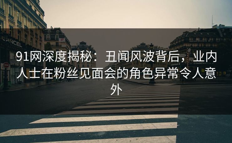 91网深度揭秘：丑闻风波背后，业内人士在粉丝见面会的角色异常令人意外