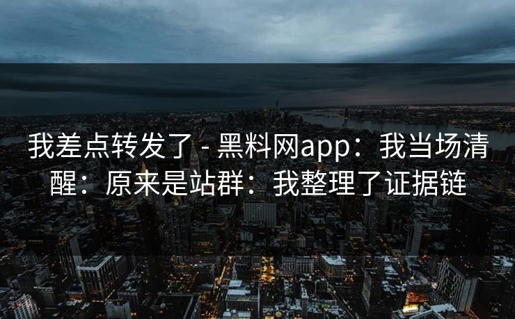 我差点转发了 - 黑料网app：我当场清醒：原来是站群：我整理了证据链