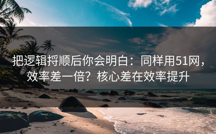 把逻辑捋顺后你会明白:同样用51网,效率差一倍?核心差在效率提升